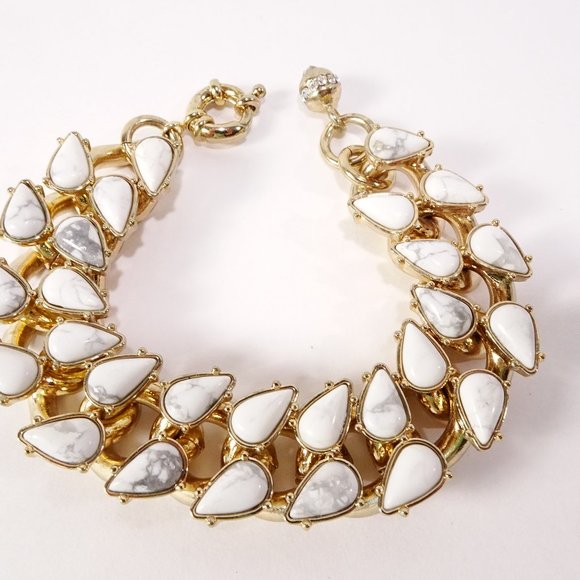 J.Crew Brass and Howlite Link Bracelet NWT 145 - Picture 7 of 7